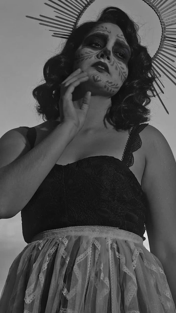 Mixkit Black And White Portrait Of A Catrina 44261 Medium